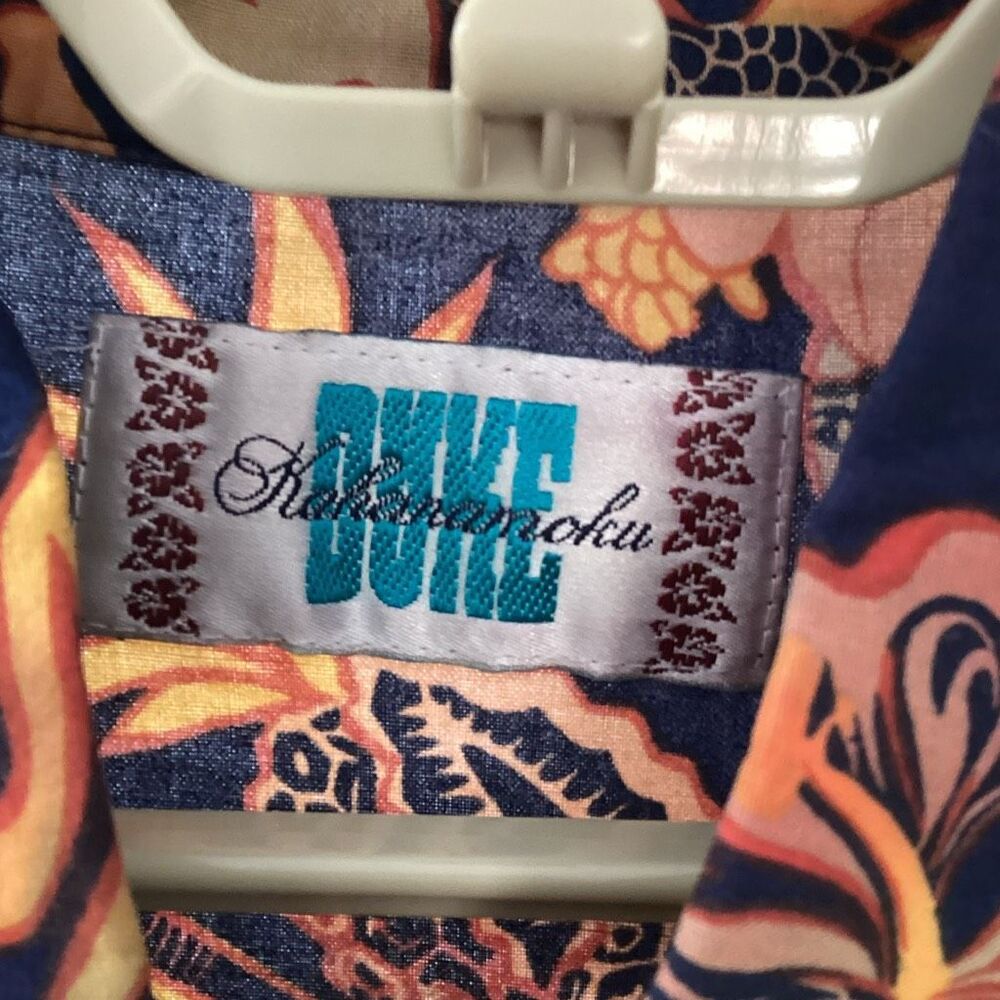 Duke Kahanamoku Hawaiian Aloha Shirt Retro Tiki Hula Tropical Print L/XL - Picture 7 of 7